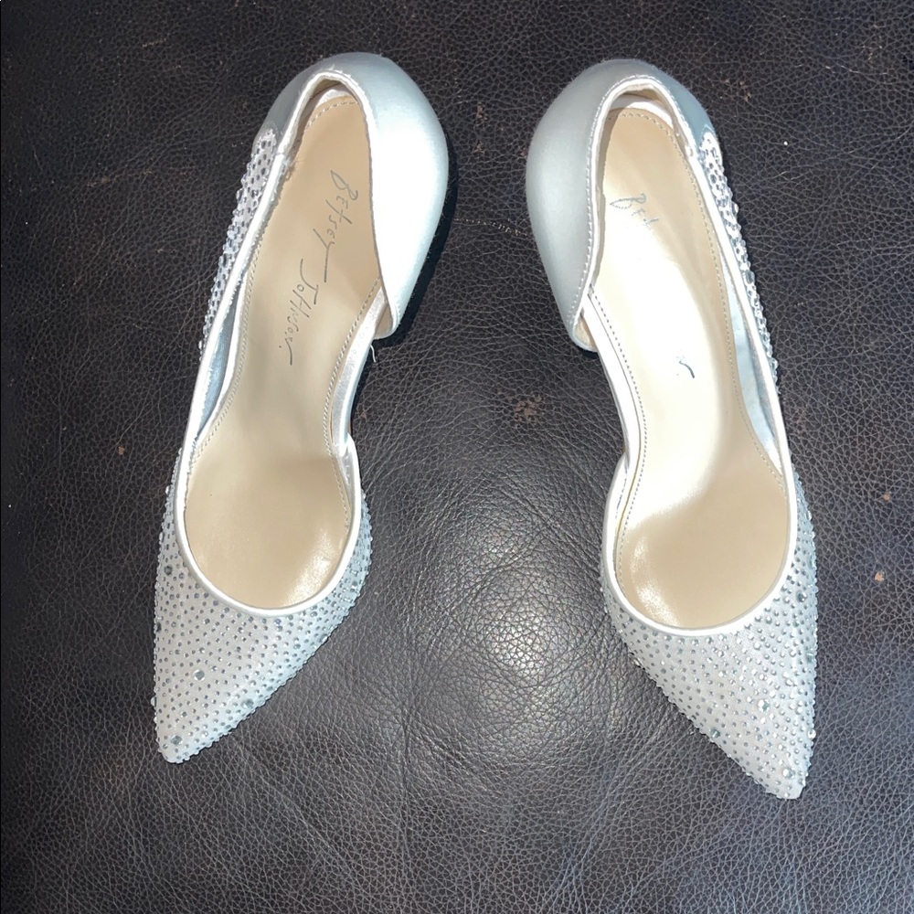 Betsey Johnson Silver Rhinestone Heels